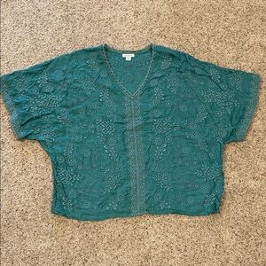 Sundance Teal Embroidered Blouse